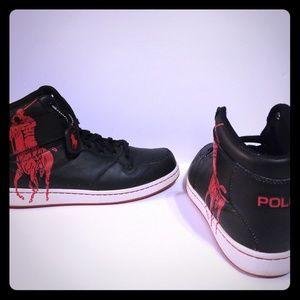 Polo Vance 12D high top shoes big pony black red